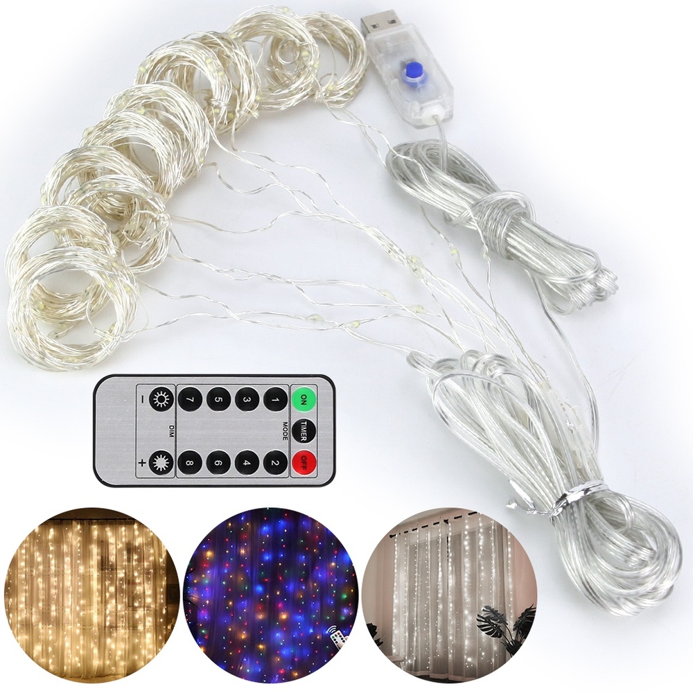 300 LED Window Curtain Fairy String Light Colorful - Picture 4 of 7